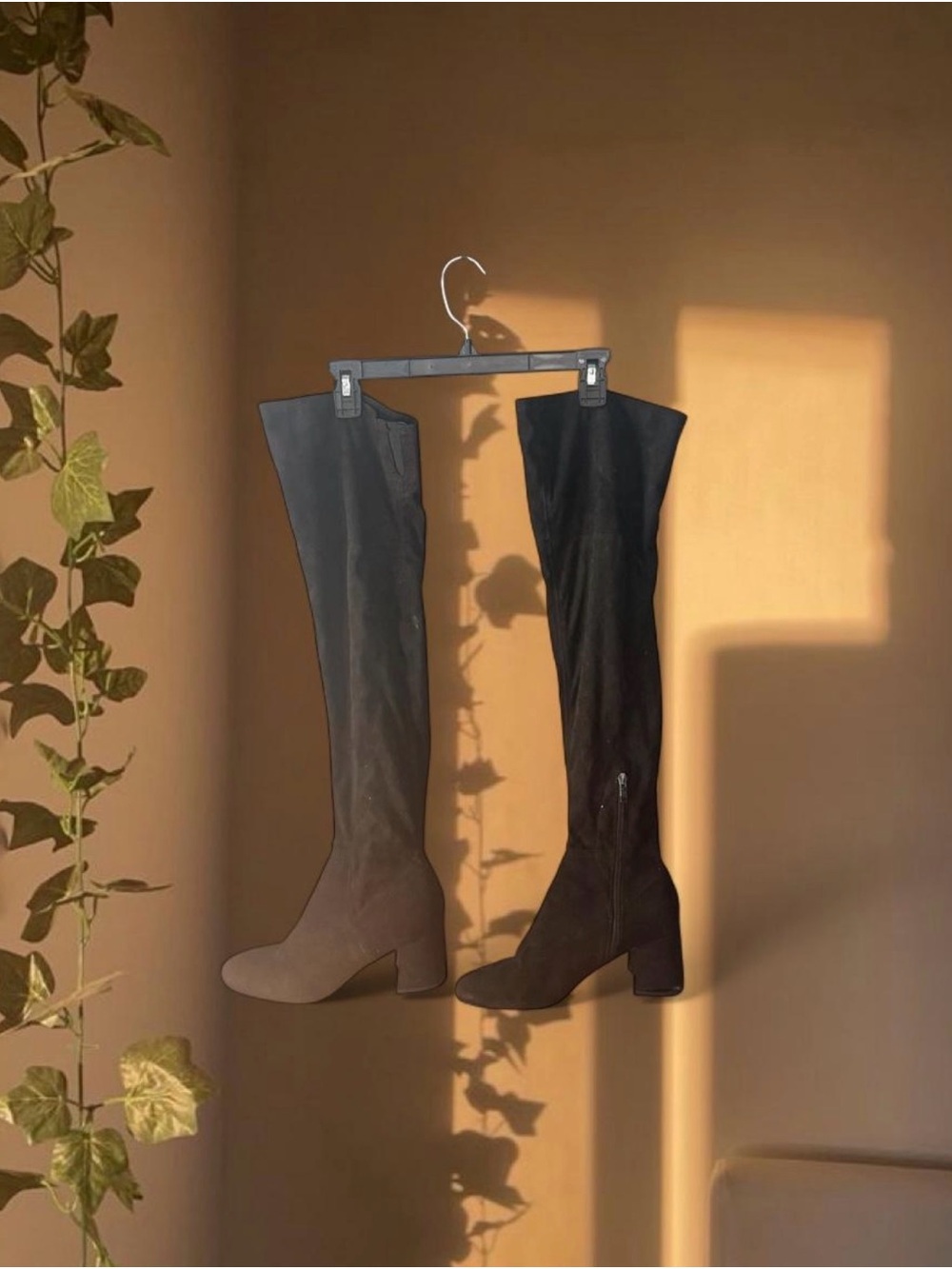 Tall Black Suede Women's Knee-High Boots